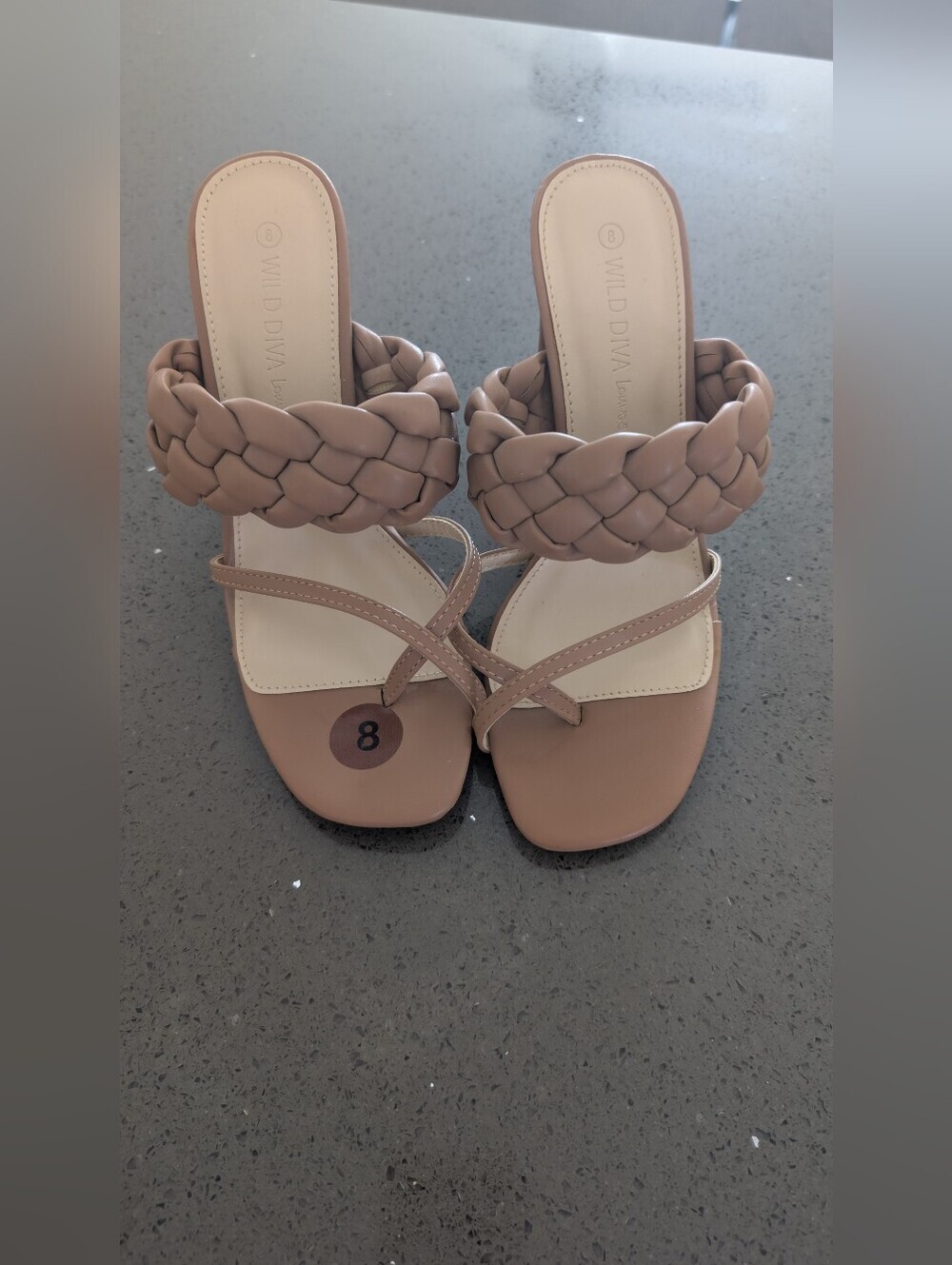 DIVA Lounge Women’s Braided Strap Slide Sandals — Nude